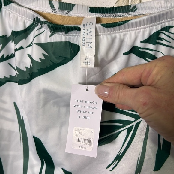 Swim by Cacique NWT Swim Skirt with Attached Brief Green Leaf Print 22 - Picture 2 of 10